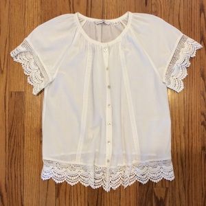 Isaac Mizrahi Live! Lace White blouse top small